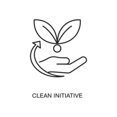 Fototapeta premium Hand holding eco-friendly sprout in minimalist line art with simple clean lighting for environmental campaign