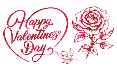 Happy Valentines Day . Happy Valentines Day greeting card. Calligraphic design for print cards, banner, poster Hand drawn text lettering for Valentines Day with hearts shape Vector illustration isolat