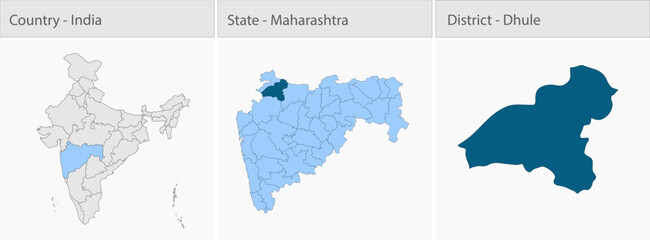 Fototapeta premium Dhule_Map_Vector detailed map illustration graphic for educational reference, geographic visualization, design layouts, presentations, digital media a