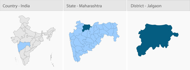 Fototapeta premium Jalgaon_Map_Vector detailed map illustration graphic for educational reference, geographic visualization, design layouts, presentations, digital media