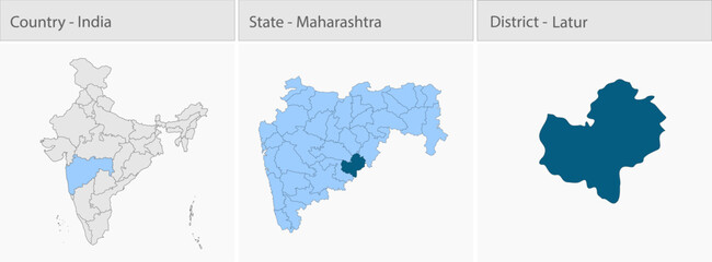 Fototapeta premium Latur_Map_Vector detailed map illustration graphic for educational reference, geographic visualization, design layouts, presentations, digital media a