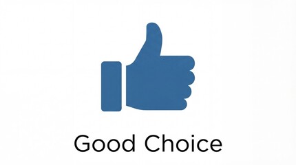 Obraz premium Blue thumbs up icon with good choice text