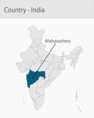 Fototapeta premium Maharashtra-India_Map detailed map illustration graphic for educational reference, geographic visualization, design layouts, presentations, digital me