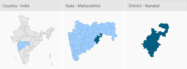 Fototapeta premium Nanded_Map_Vector detailed map illustration graphic for educational reference, geographic visualization, design layouts, presentations, digital media