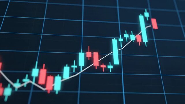 Financial stock market chart analysis display with bullish and bearish trends