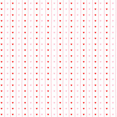 Fototapeta premium Small hearts and stripes hand drawn pattern. Cute small hearts lines and wavy stripes girly print