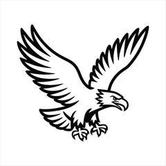 Obraz premium Bold eagle flying illustration black white freedom symbol