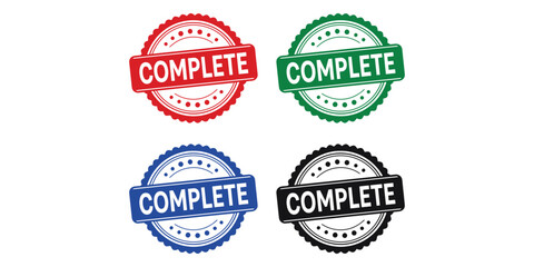 Obraz premium Four colorful complete badges on white background