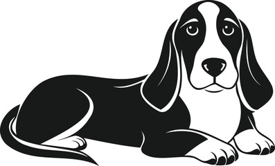 Basset hound silhouette, Basset hound outline, Basset hound shape, Basset hound icon, Hound silhouette, Hound outline, Hound shape,  Pet silhouette, Pet icon,  Puppy silhouette, Animal silhouette