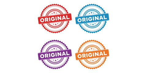 Obraz premium Set of four colorful original stamp icons on white background