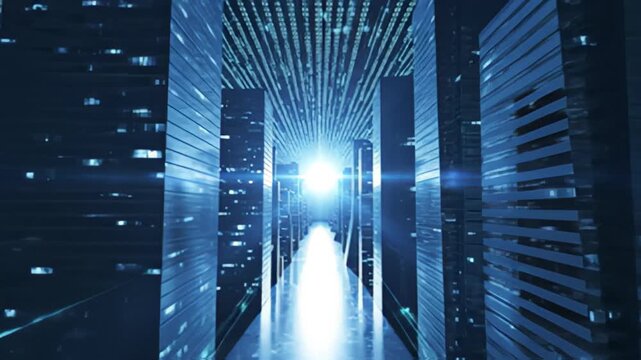 Futuristic data stream visual abstract network information technology concept