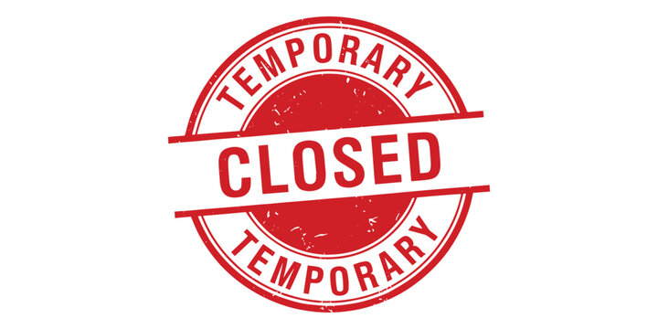 Temporary closed stamp logo isolated on white background