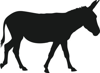 Donkey silhouette, Donkey outline, Donkey shape, Donkey icon, Donkey animal, Mule silhouette, Mule outline, Farm donkey, Farm animal, Pack animal, Standing donkey, Animal silhouette,