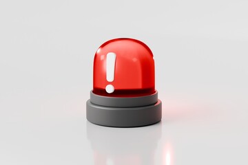 Fototapeta premium 3d warning beacon icon. emergency alert concept. minimal cartoon siren light notification for system dashboard and safety. isolated on white transparent background. 3d render.