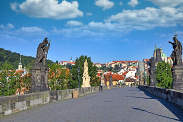 Statues on the Charles bridge in Prague, Czech republic