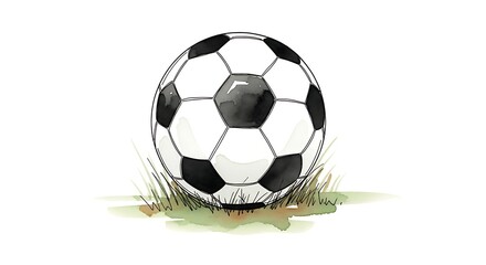 Obraz premium Watercolor Soccer Ball on Green Grass