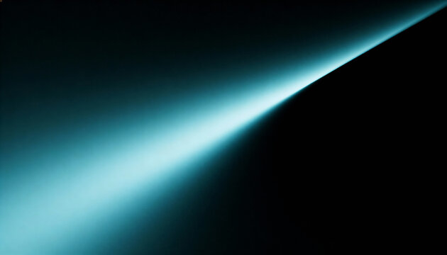 Minimal abstract light overlay with a soft cyan light glow emerging gently from one edge of the frame, smooth gradient fade into deep black background, controlled illumination, clean edges without blu