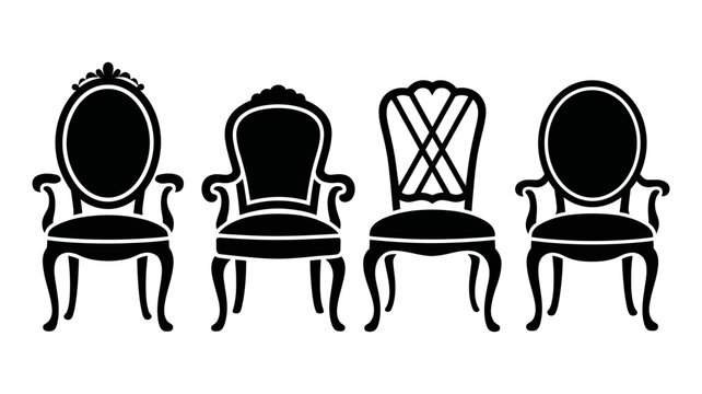 A collection of elegant vintage chair silhouettes showcasing diverse classic furniture designs