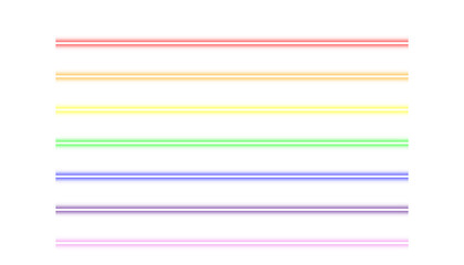 Luminous neon lines isolated on transparent background. Rainbow colored glowing LED neon tube lights. Retro glowing laser beam streaks. Neon light overlay for design, compositing, or mockup. PNG