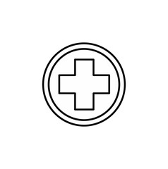 Obraz premium Medical symbol white cross circular shape black background