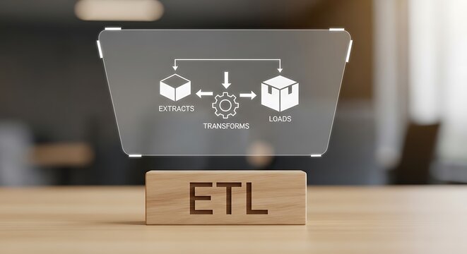ETL Process Diagram on Glass Display.