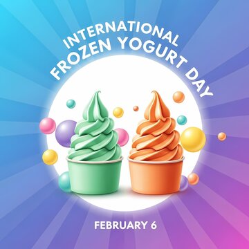 International Frozen Yogurt Day February 6 colorful mint and chocolate swirls with bubbles
