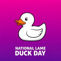 National Lame Duck Day cute yellow rubber duck on pink gradient