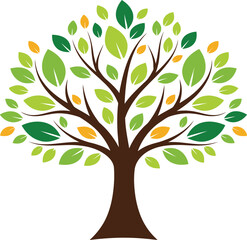 Obraz premium Vibrant tree with multicolored leaves illustration