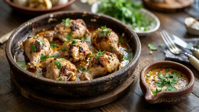 A dish of Georgian cuisine.
Shkmeruli is one of the most popular and flavorful dishes of Georgian cuisine, originally from the mountainous Racha region.