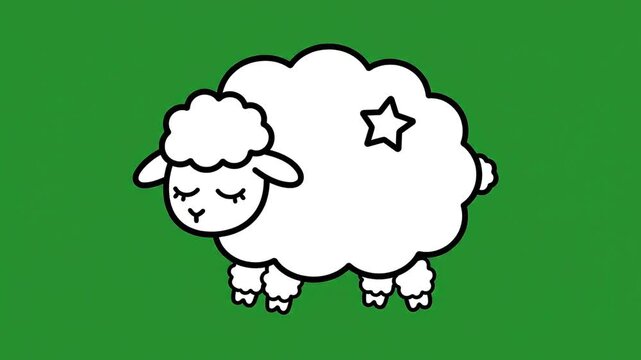 Cute cartoon sheep mascot character jumping on green screen background 2d animation video clip