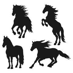 Set of horses silhouette. Vector illustration isolated on white background.