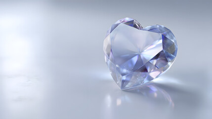 Fototapeta premium Heart of Light: A heart-shaped gem radiates a spectrum of light, its facets capturing and refracting beams across the surface, symbolizing beauty and preciousness. 