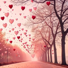 Valentine&rsquo;s Day Romantic Background with Floating Hearts