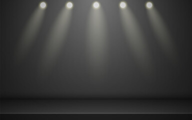 Obraz premium This 3D podium with a minimalist background is perfect for product mockups, presentations, and marketing materials. Vector illustration.