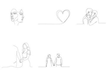 Continuous Line Art Couple Love Vector Illustration