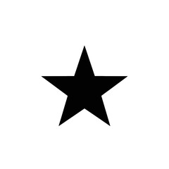 Simple black five pointed star isolated on a plain white background