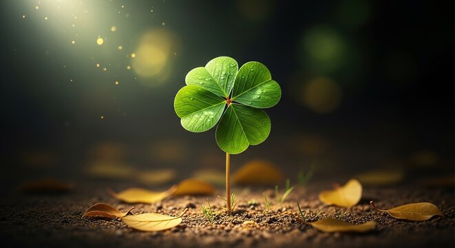 Lucky four leaf clover on st patrick's day celebrations