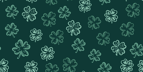 Clover pattern, Saint Patricks Day, hand drawn illustrations.	
