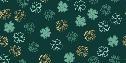 Clover pattern, Saint Patricks Day, hand drawn illustrations.	
