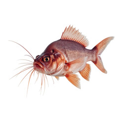 Fototapeta premium Bright Fish Swims Gracefully in Clear Water, Showcasing Its Features in a Natural Setting Near Coral Reefs