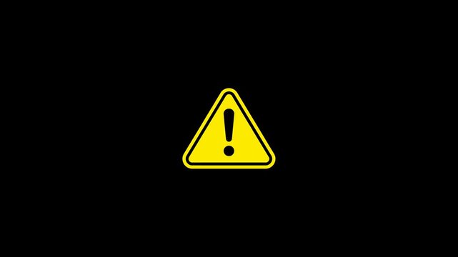 Warning Icon Animation, Caution Alert Symbol. 2D loop animation on alpha channel. 4k loop animation
