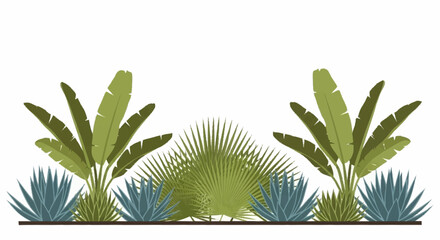 Tropical Plant Arrangement with Banana and Agave Plants. © Dalijo