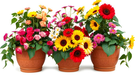 Fototapeta premium a flowers in a pots on the white background