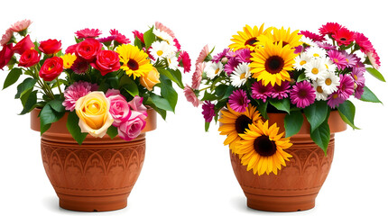 Fototapeta premium a flowers in a pots on the white background