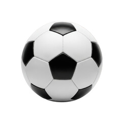 Fototapeta premium Classic soccer ball with black and white pentagon panels, professional football equipment on white background, leather texture sports ball for competition