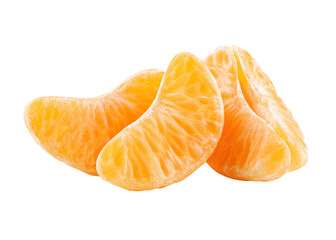 Tangerine slices isolated on transparent background. PNG