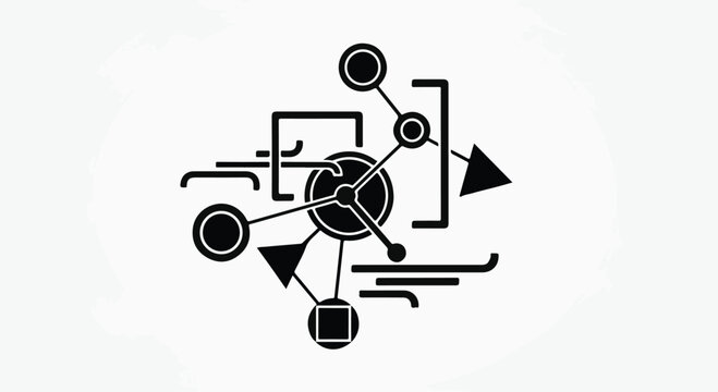 Abstract geometric shapes and lines in black and white