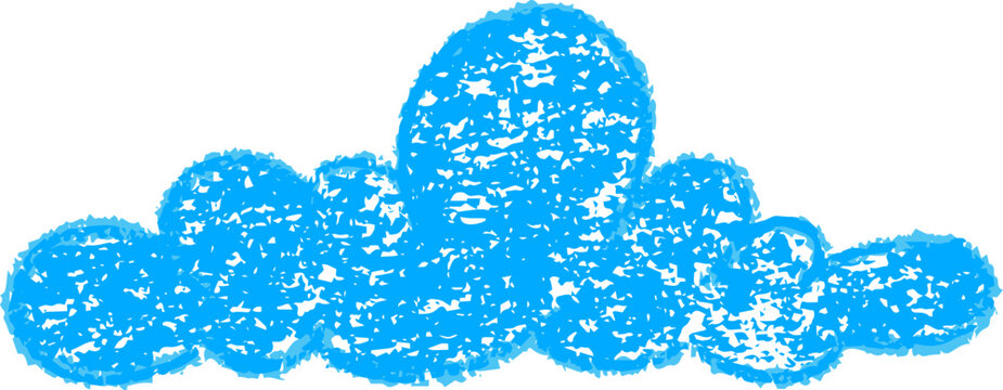 Playful cloud doodles with textured crayon strokes and pastel colors. Ideal for kids illustrations, nursery prints, and cute sky backgrounds.