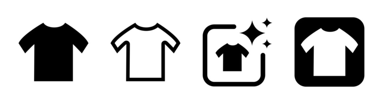 T shirt icon representing clothing categories ecommerce laundry services fashion branding apparel customization and signage in black vector illustration