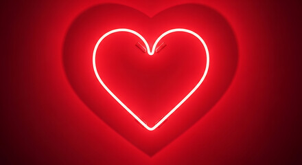 Electric Love Neon Heart Sign Against Vivid Red Wall